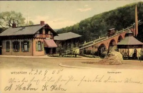 Ak Wiesbaden in Hessen, Nerobergbahn,  Architektur, Landschaft