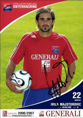 Autogrammkarte Fußballer Ivica Majstorovic, SpVgg Unterhaching, Autogramm