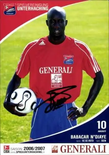 Autogrammkarte Fußballer Babacar N'Diaye, SpVgg Unterhaching, Autogramm