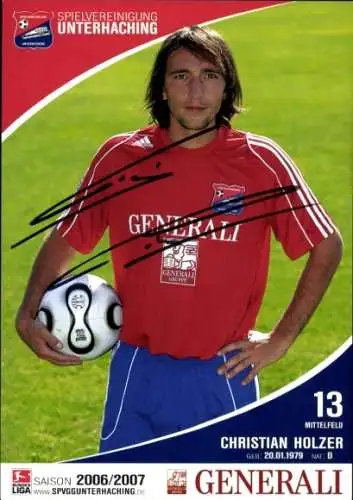 Autogrammkarte Fußballer Christian Holzer, SpVgg Unterhaching, Autogramm