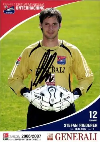 Autogrammkarte Fußballer Stefan Riederer, SpVgg Unterhaching, Autogramm