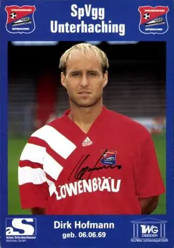 Autogrammkarte Fußballer Dirk Hofmann, SpVgg Unterhaching, Autogramm