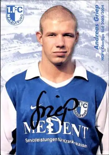 Autogrammkarte Fußballer Andreas Griep, 1. FC Magdeburg, Autogramm