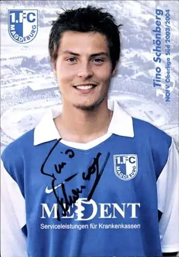 Autogrammkarte Fußballer Tino Schönberg, 1. FC Magdeburg, Autogramm
