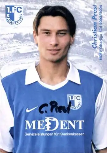 Autogrammkarte Fußballer Christian Prest, 1. FC Magdeburg, Autogramm