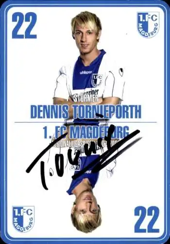 Autogrammkarte Fußballer Dennis Tornieporth, 1. FC Magdeburg, Autogramm