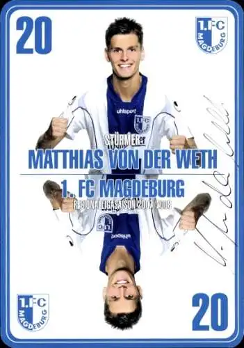 Autogrammkarte Fußballer Matthias von der Weth, 1. FC Magdeburg, Autogramm