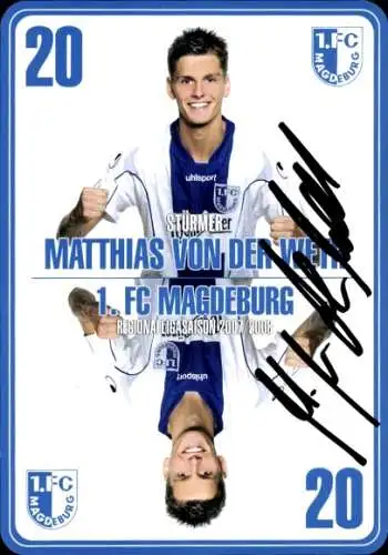 Autogrammkarte Fußballer Matthias von der Weth, 1. FC Magdeburg, Autogramm