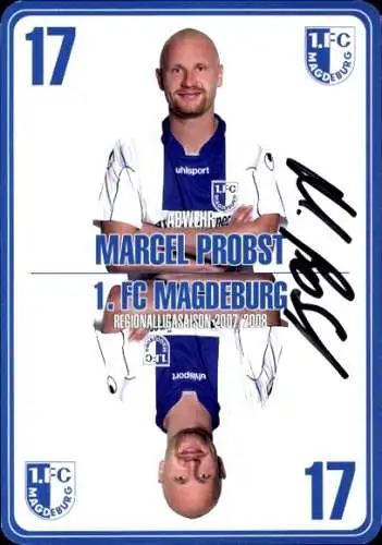 Autogrammkarte Fußballer Marcel Probst, 1. FC Magdeburg, Autogramm