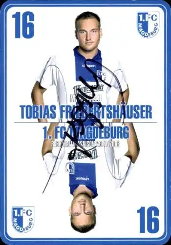 Autogrammkarte Fußballer Tobias Friebertshäuser, 1. FC Magdeburg, Autogramm