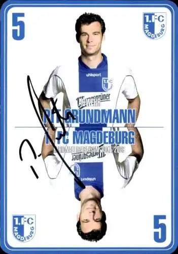 Autogrammkarte Fußballer Pit Grundmann, 1. FC Magdeburg, Autogramm