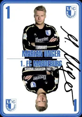 Autogrammkarte Fußballer Marian Unger, 1. FC Magdeburg, Autogramm