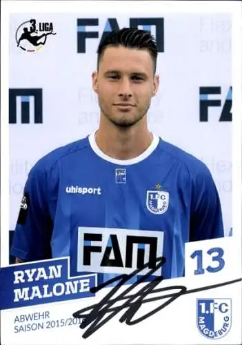 Autogrammkarte Fußballer Ryan Malone, 1. FC Magdeburg, Autogramm