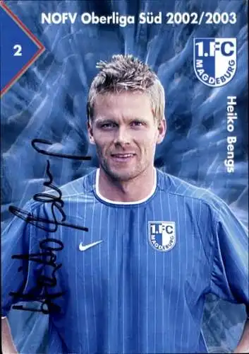 Autogrammkarte Fußballer Heiko Bengs, 1. FC Magdeburg, Autogramm