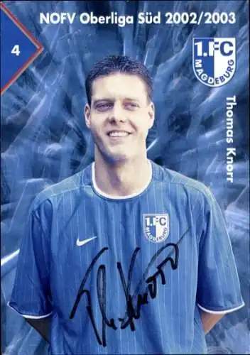 Autogrammkarte Fußballer Thomas Knorr, 1. FC Magdeburg, Autogramm