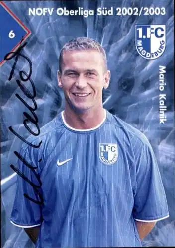 Autogrammkarte Fußballer Mario Kallnik, 1. FC Magdeburg, Autogramm