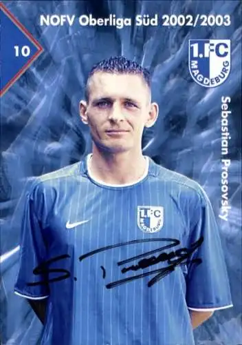 Autogrammkarte Fußballer Sebastian Prosovsky, 1. FC Magdeburg, Autogramm