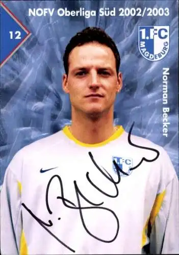 Autogrammkarte Fußballer Norman Becker, 1. FC Magdeburg, Autogramm