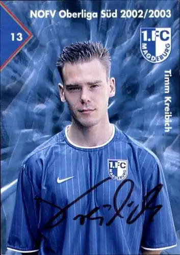 Autogrammkarte Fußballer Timm Kreibich, 1. FC Magdeburg, Autogramm