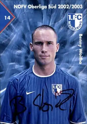 Autogrammkarte Fußballer Benny Woitha, 1. FC Magdeburg, Autogramm
