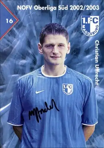 Autogrammkarte Fußballer Christian Uffrecht, 1. FC Magdeburg, Autogramm