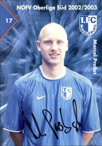 Autogrammkarte Fußballer Marcel Probst, 1. FC Magdeburg, Autogramm