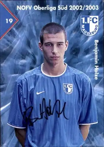Autogrammkarte Fußballer Benjamin Holze, 1. FC Magdeburg, Autogramm