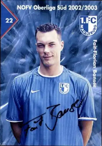 Autogrammkarte Fußballer Fait-Florian Banser, 1. FC Magdeburg, Autogramm
