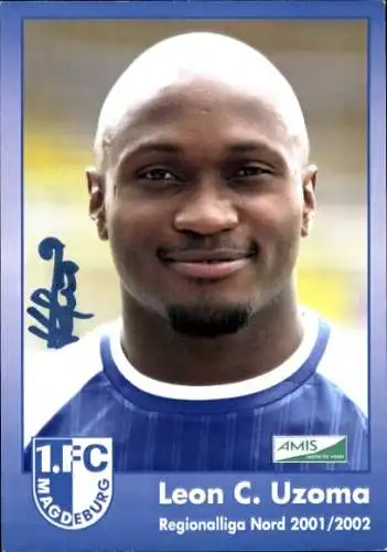 Autogrammkarte Fußballer Leon C. Uzoma, 1. FC Magdeburg, Autogramm