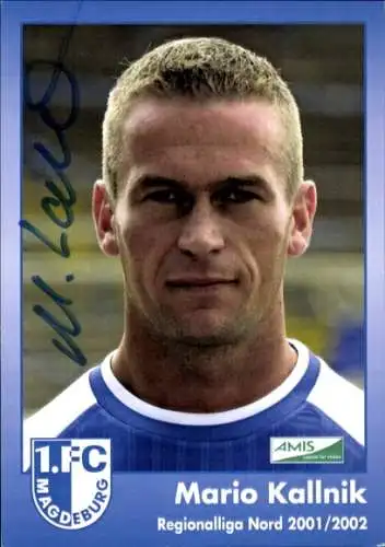 Autogrammkarte Fußballer Mario Kallnik, 1. FC Magdeburg, Autogramm