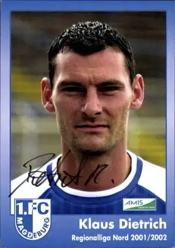 Autogrammkarte Fußballer Klaus Dietrich, 1. FC Magdeburg, Autogramm