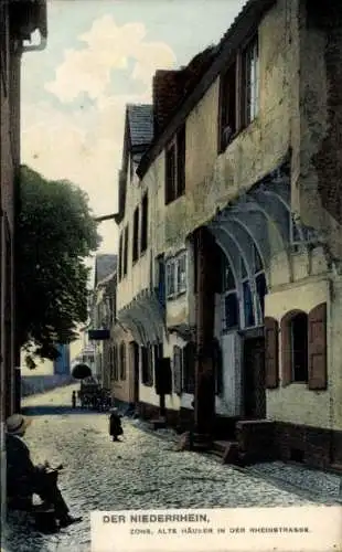 Ak Zons Dormagen am Niederrhein, alte Häuser in der Rheinstraße