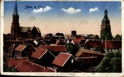 Ak Zons Dormagen am Niederrhein, Teilansicht der Stadt