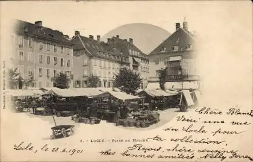Ak Le Locle Kt Neuenburg, Marktplatz