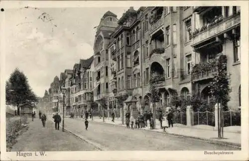 Ak Hagen in Westfalen, Historische Straße, Mehrere Gebäude, Fußgänger, Archivierung