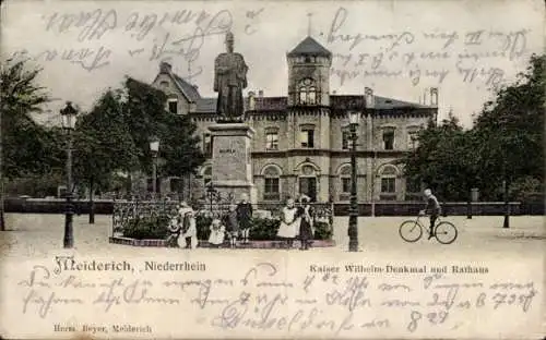 Ak Meiderich Duisburg im Ruhrgebiet, Kaiser Wilhelm-Denkmal, Rathaus