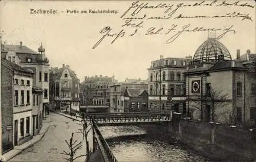Ak Eschweiler Nordrhein Westfalen, Historische Stadtansicht, Fluss mit Brücke, alte Gebäude, Besc