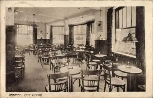 Ak Barmen Wuppertal, Innenansicht des Cafés Merkur, Inh. Wilh. Grosse, Heinr. Evers