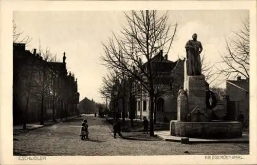 Ak Eschweiler Nordrhein Westfalen,  Kriegerdenkmal, Statue, Bäume