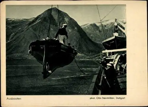 Ak Dampfschiff, Seeleute beim Ausbooten, Fotograf Otto Steinhilber