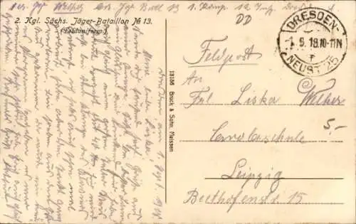 Ak 2. Kgl. Sächs. Jäger Bataillon No. 13, Felduniform