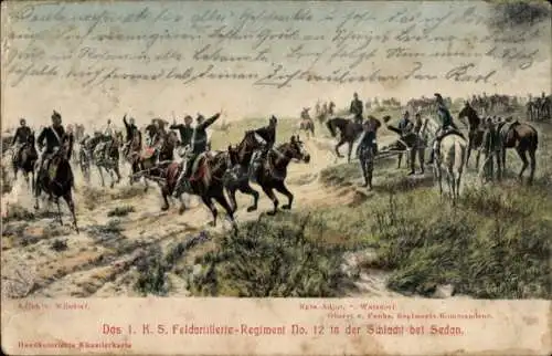 Künstler Ak Feldartillerie-Regiment 12 in der Schlacht bei Sedan, Kavallerie