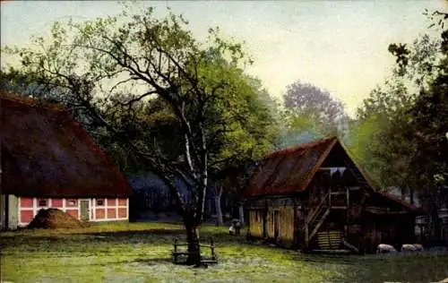 Ak Nenke & Ostermaier Serie 125 Nr. 2486, Die Lüneburger Heide, Gehöft in Harmelingen