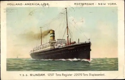 Künstler Ak Dampfschiff Rijndam, HAL
