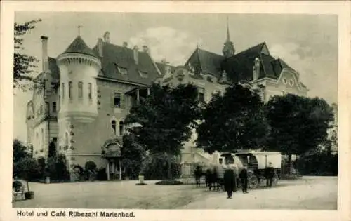 Ak Mariánské Lázně Marienbad Reg. Karlsbad, Hotel und Café Rübezahl, Inh. Gg. Zischka