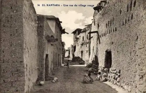 Ak El Kantara Algerien, Eine Straße im roten Dorf