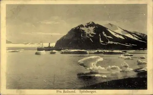 Ak Spitsbergen Spitzbergen Norwegen, Berge, Eisfelder, Schiff, Fjord
