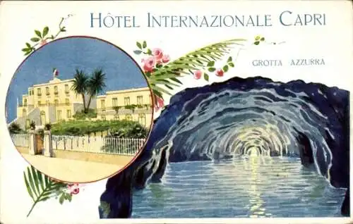 Ak Capri Neapel Campania, Hôtel Internazionale  Grotta Azzurra, Palmen, Blumen