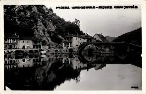 Ak Prčanj Montenegro, Brücke, Häuser, Fluss