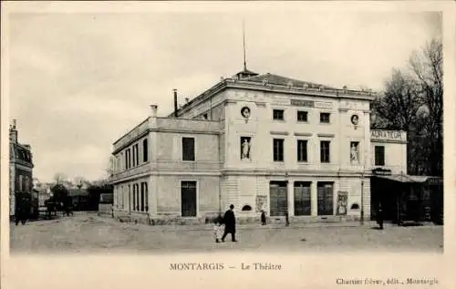 Ak Montargis Loiret, Theatergebäude, Schriftzug MONTARGIS,  Architektur